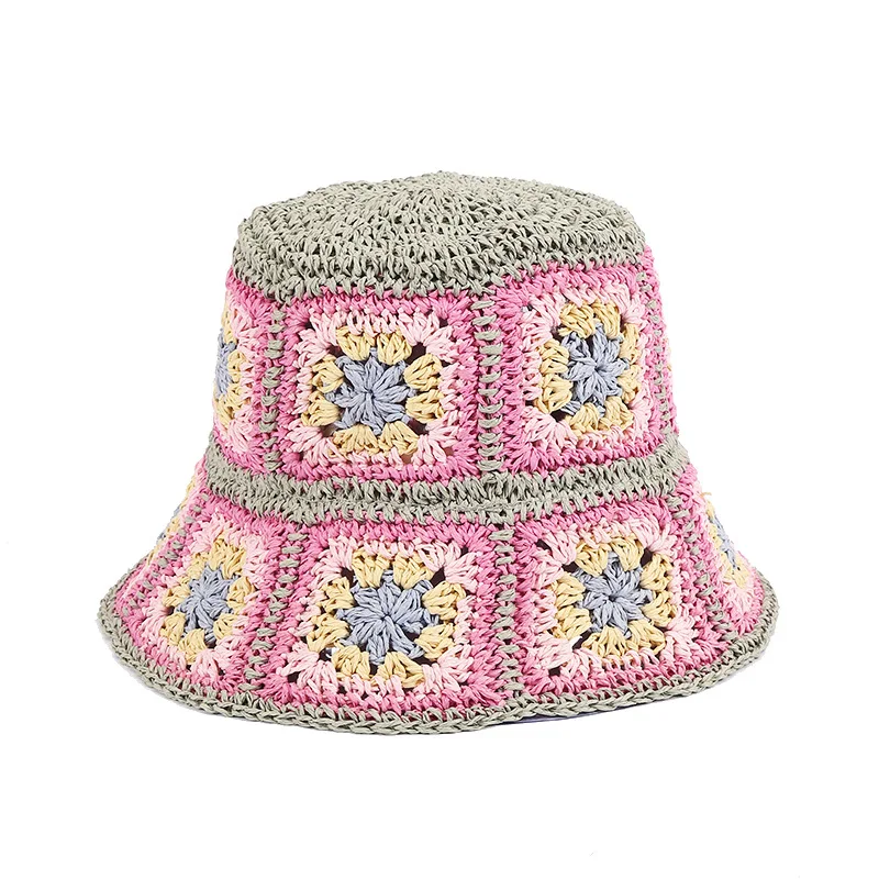 handmade crochet sunshade hat square color straw hats for adults handmade crochet sunshade hat