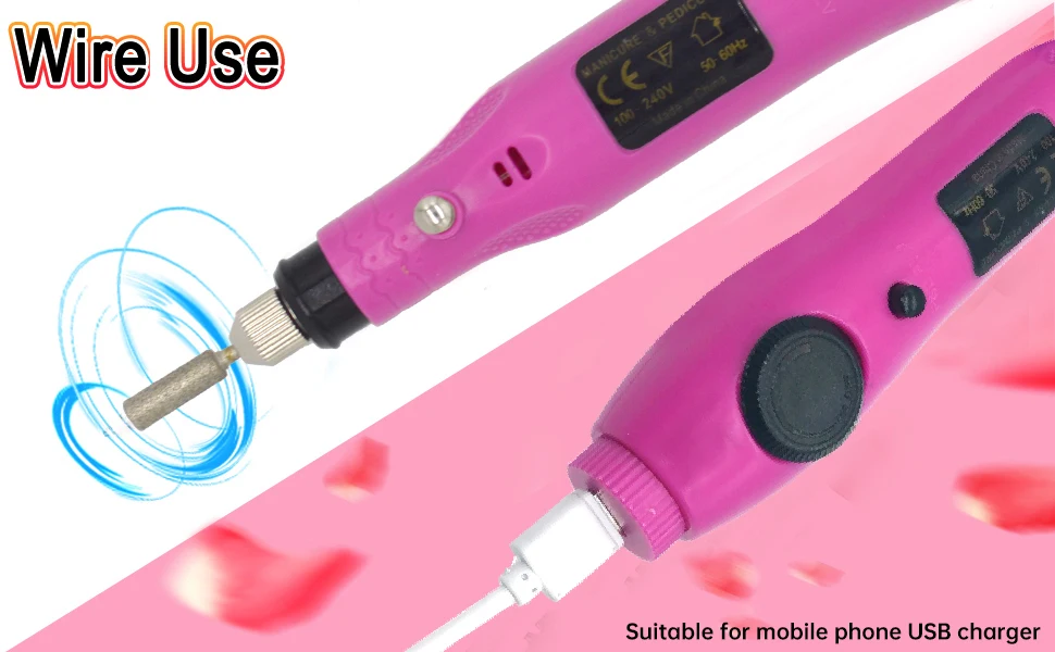 Cheap Professional USB Electric Manicure Machine Mini Nail Drill Pen 30000RPM Portable Shape File Use For