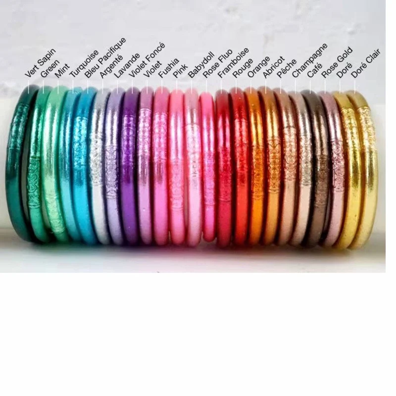 New Arrival Handmade Buddhists Gold Filled Foil Silicon Bangle Bracelet Colorful Shiny Jelly Bracelets Bouddhistes