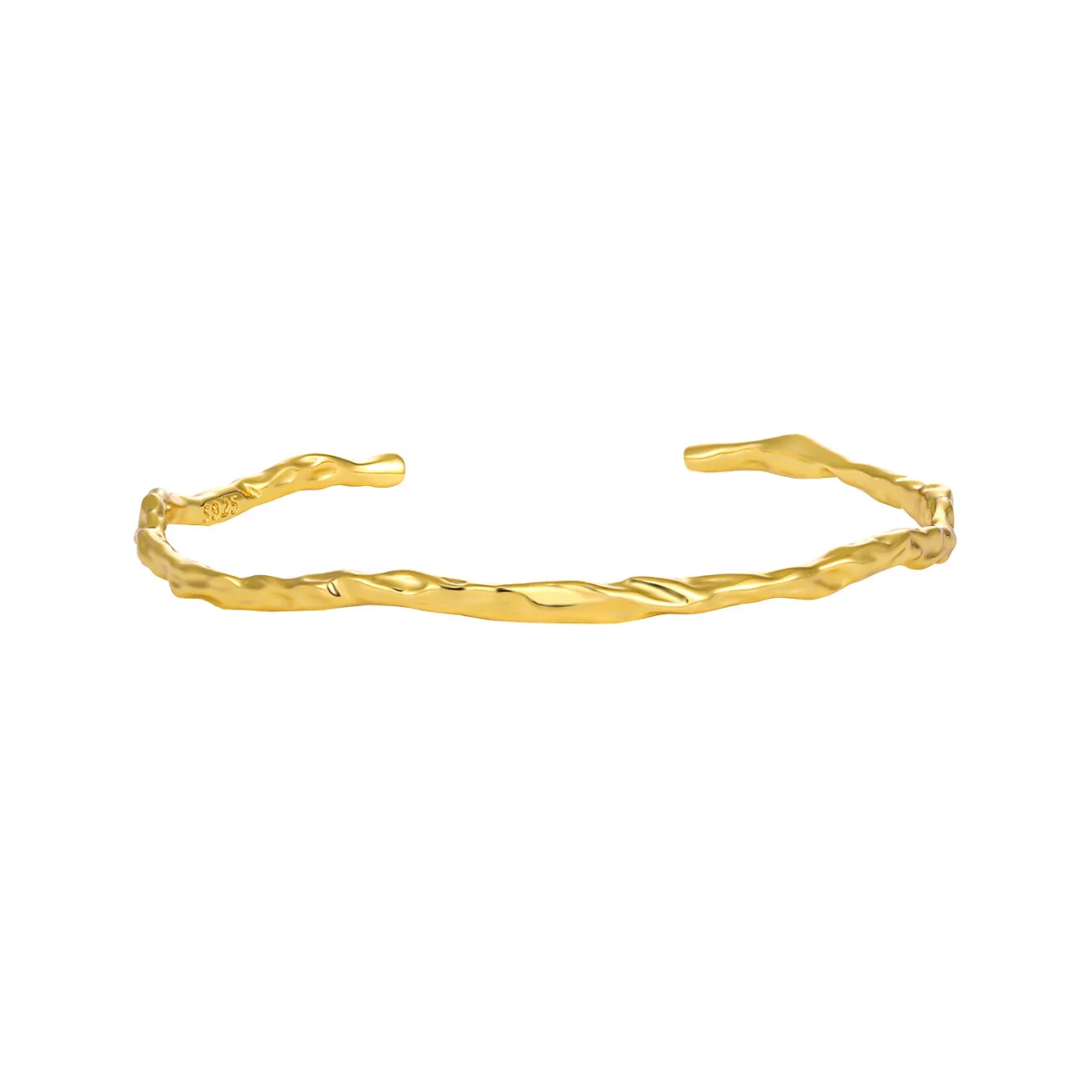 925 Sterling Silver 18K Gold Plated Minimalist Bangle Bracelet For Women Open Cuff Bracelet