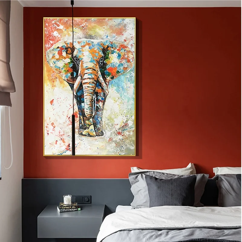 Hand-painted oil paintings of elephants and animals  cloth cover peinture canvas wall art banksy canvas