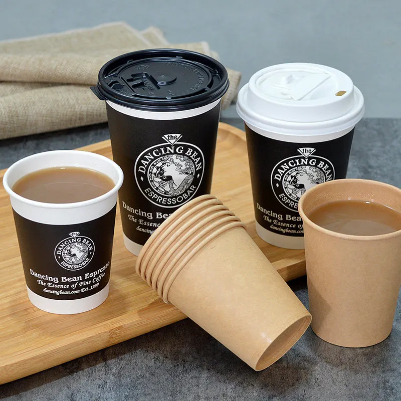 12oz printed biodegradable disposable PLA coated compostable custom logo paper coffee cups Double Wall cardboard cup paper cup