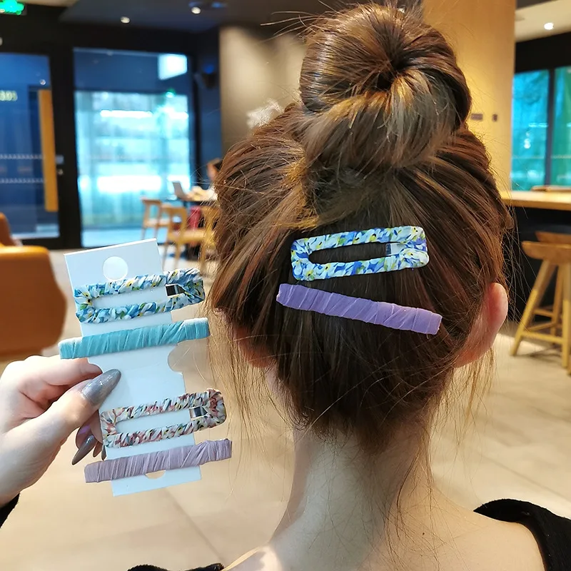 JUHU Summer Fresh Hair Accessories All-match Color Floral Hairpin BB Clip Combination Bangs Clip Headdress