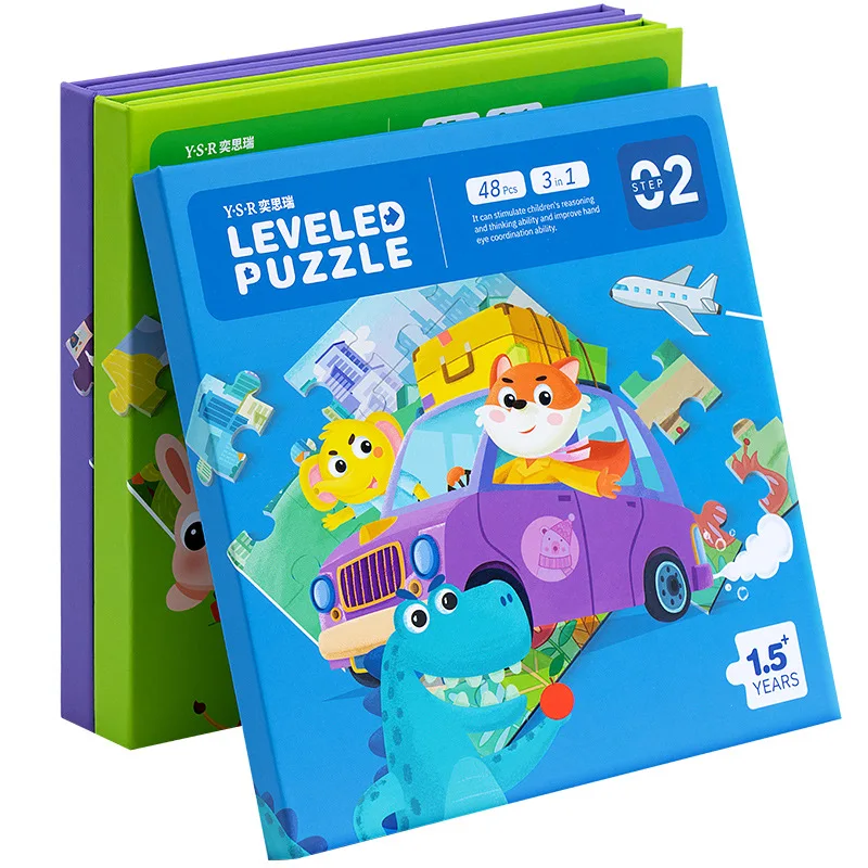 Kids New Cartoon Animals/ Vehicle Wooden Puzzle Baby Montessori Toy Educational Learning Toys for Children