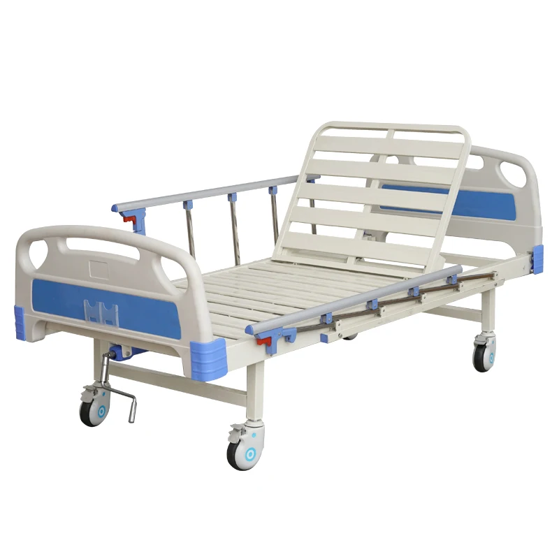 MT Medical Manual Hospital Bed with Crank Factory Price Steel ABS PP Plastic Material Nursing Patient Care Hospital Furniture