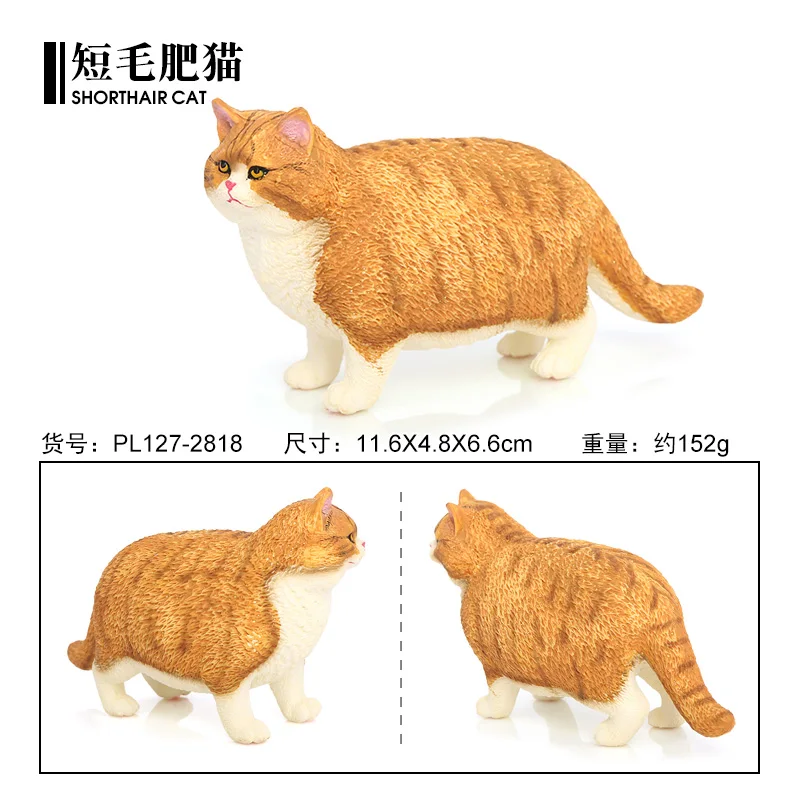 Wholesale Solid PVC Simulation Safari Figures Short Haired Fat Cat Animal Toy Figurines