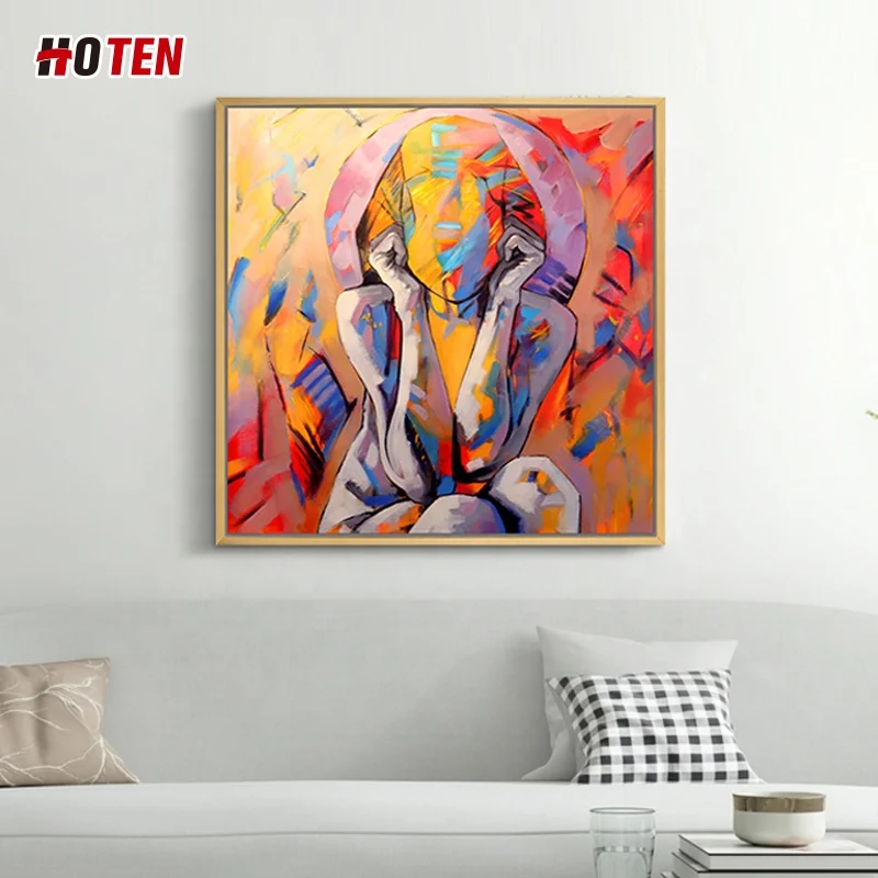Limited 100% handmade painting waiting theme abstract decorative painting