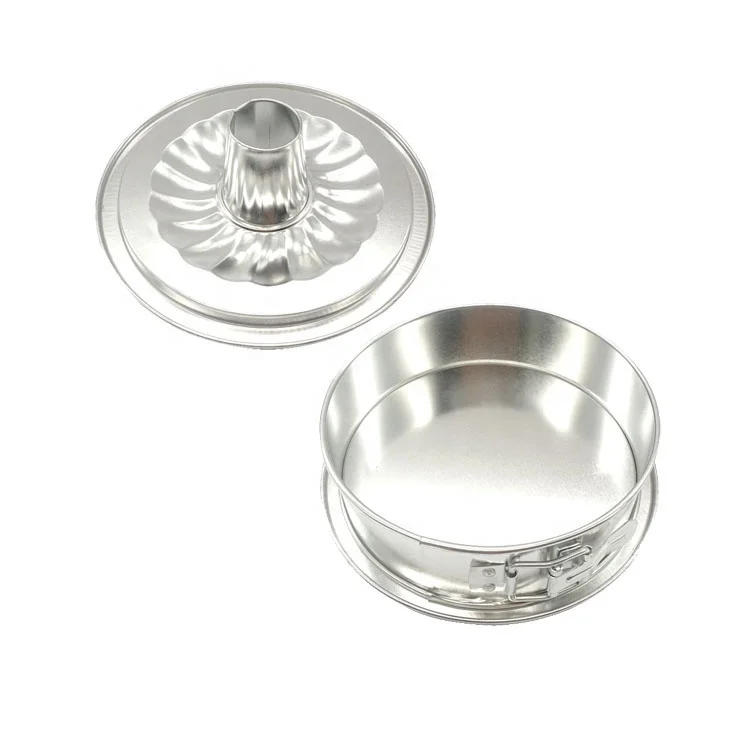7 Inch Eco Friendly Tinplate Leakproof Springform Cake Pan with Flat and Tube Base Quick Release Latch