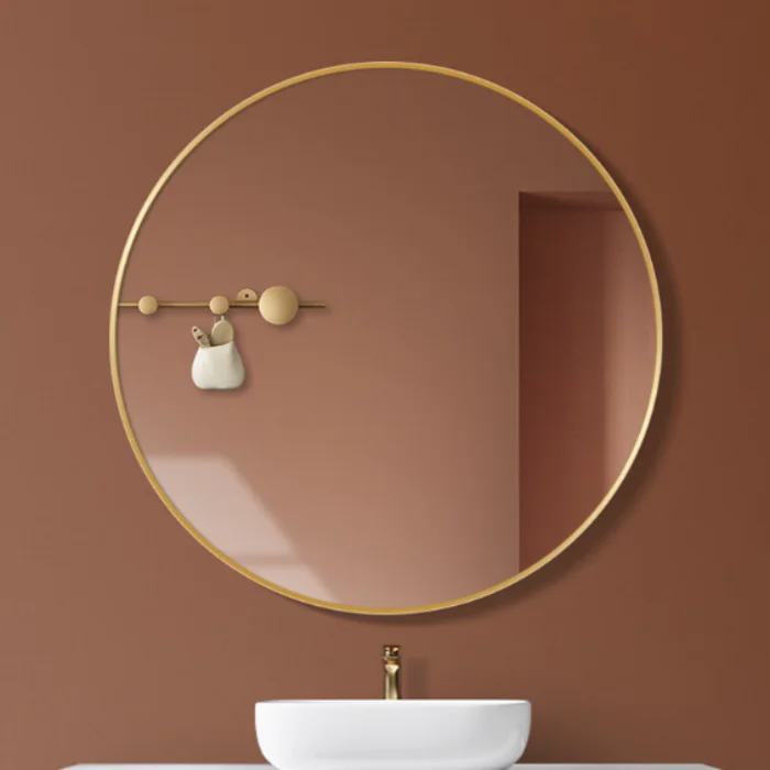China Manufacturer Hot Selling Circular Round Gold Black Color Aluminum Alloy Frame Bathroom Shower Decorative Wall Mirror