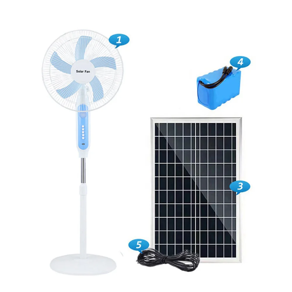 Electric Fan Rechargeable Ceiling Fans Solar Floor Energy Dc Solar Powered Outdoor Lithium Battery Long HELIOS 3 Gears 25W