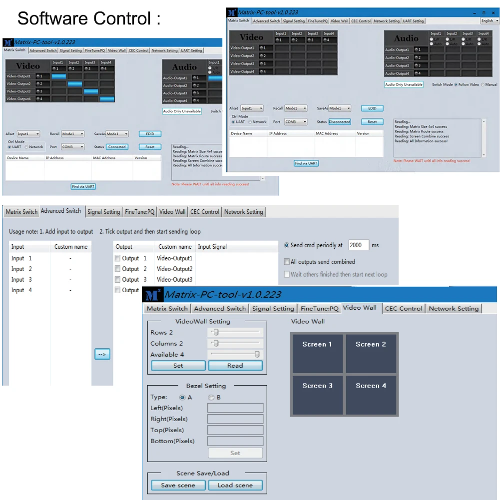 2.0 4kX2k hdmi matrix switch 4X4 4:4:4, HDCP2.2