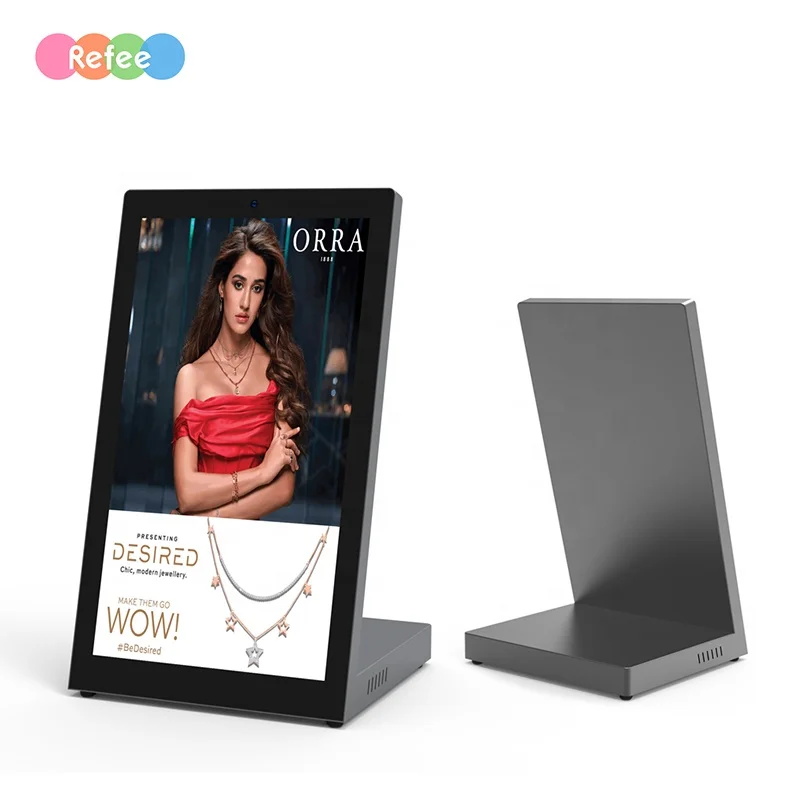 Refee Portable Table Top Restaurant Table Lcd Touch Screen Digital Advertising Menu Display With Camera