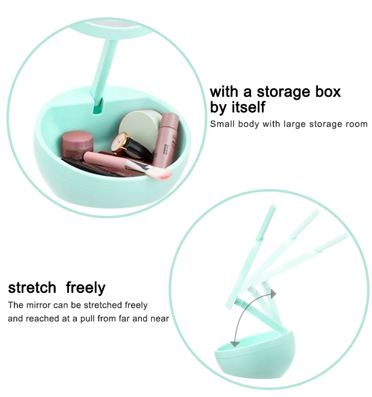 Cosmetic mirror with container manufacturer makeup mirror with lighting