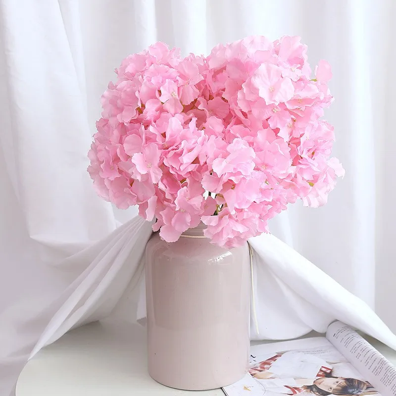 5 Heads Fake Hydrangea Silk Flowers for Wedding Centerpieces Bouquets DIY Floral Decor Home Decoration with Stems