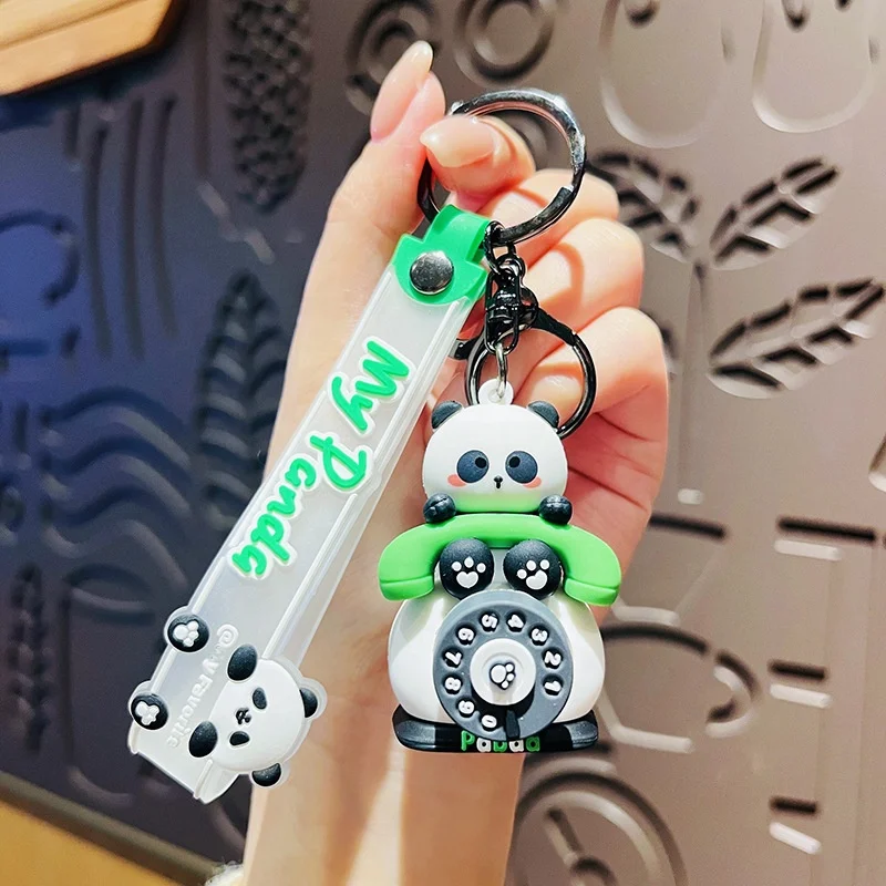 cartoon 3d soft pvc keychain personalized custom silicone rubber Cute Animal cat Panda keyring