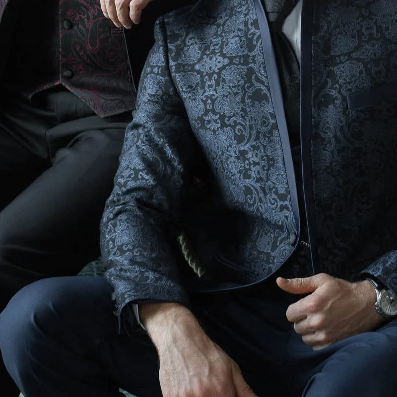 2019 Turkish Men Suits Luxury Printed Tuxedos Wholesale 3 Piece Suit