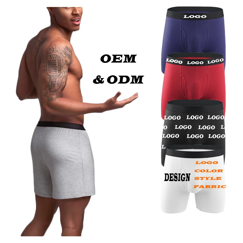 Custom Logo Bamboo Boxer Shorts Sport Men Boxers Briefs Custom Cotton Men Underwear