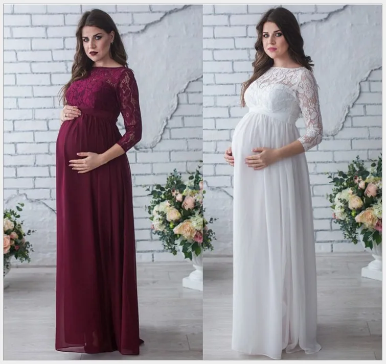 
Top Selling Premium Lace Oversized Pregnant Women Maternity Photoshoot Bodycon Dress 