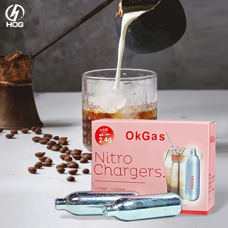 USA Stock Food Grade Aluminum Nitrogen Cartridges N2 Charger Cartridge 50 Pack For Nitro Cold Brew Coffee Dispenser
