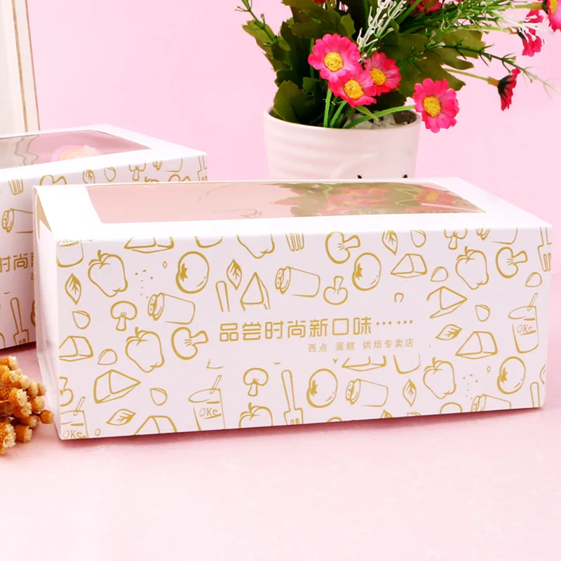 Wholesale Customize Large Transparent Windows Luxury Birthday Cake Packaging Square Clear Window Paper Cake Box