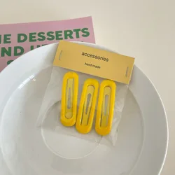 BS2610 2022 Korean 5cm  3pcs/set hair pins sweet candy color side BB hair clip for women girls