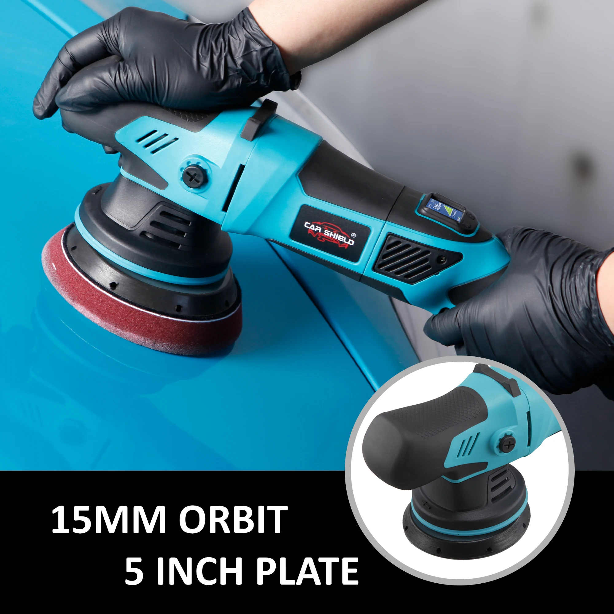 Car Shield 5 Inch 15mm Orbital Car Polisher Machine 125mm Dual Action Buffer Polisher