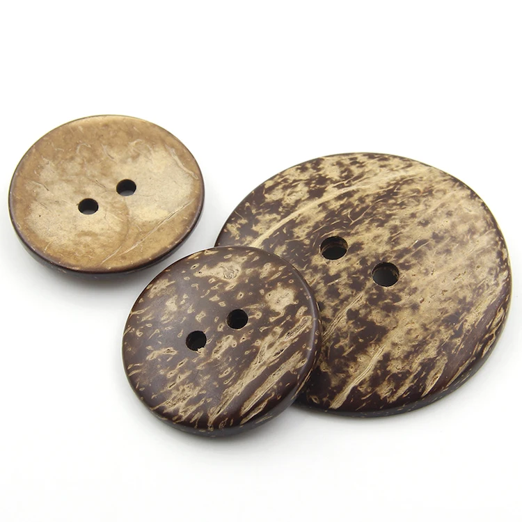 Wholesale Round 9mm to 57mm Coconut Button Factory, Custom Laser Logo Brand 2 Holes Garment Coconut Buttons