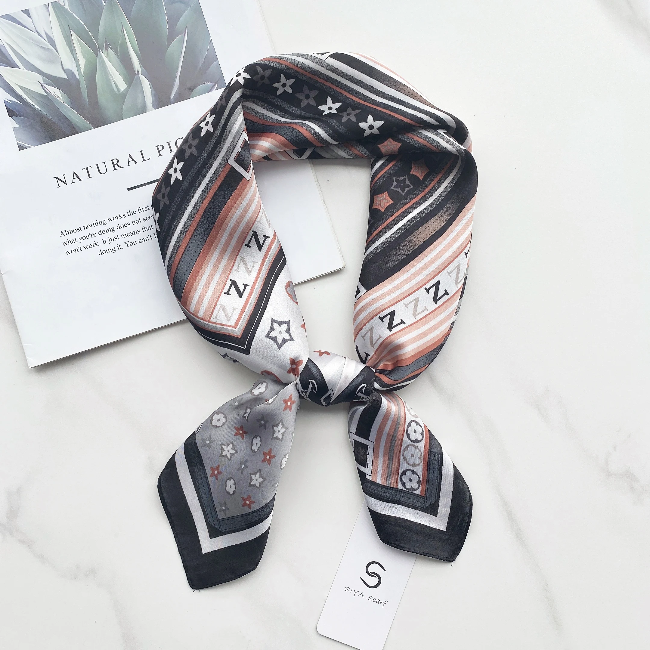 2023 Wholesale Women Scarf Wrap Handkerchief Bandanas Soft foulard hijab Satin 70*70cm Silk Square Scarf For Women