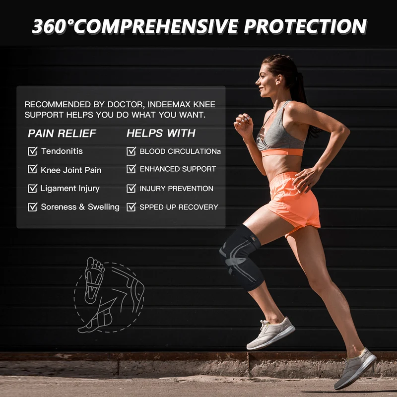 Knee Compression Sleeve with Patella Gel Pad Medical Grade Knee Protector for Running Sports Protection