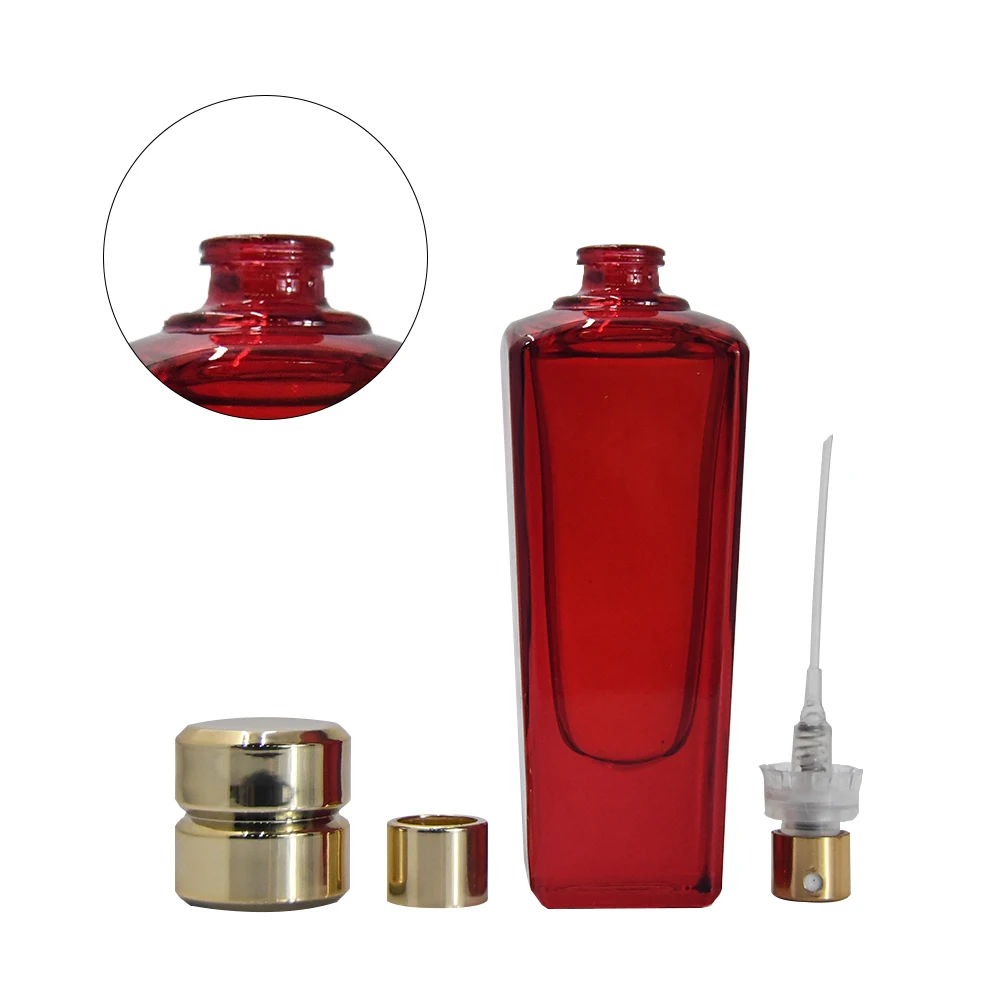High quality new empty oil perfume atomizer oil spray red glass bottle perfume spray bottle 50ml