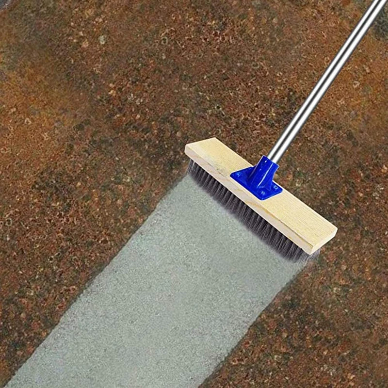 Patio Bathroom Cleaning Brush Outdoor Wooden Handle Push Broom Courtyard Scrubber Hard Plastic Wire Brush Sweeper
