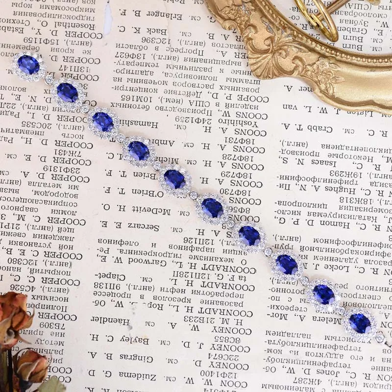 New Arrival Grown fashion jewelry jewelry sets Lab Grown Created Sapphire Silver Bracelet for Women