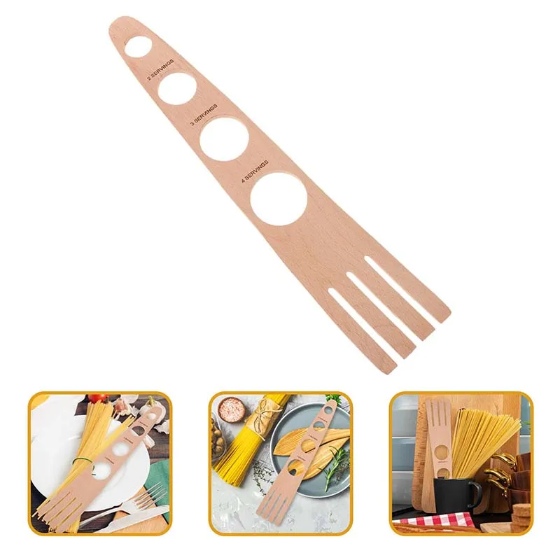 3 in 1 Wooden Spaghetti Pasta Measurer Tool 4 Holes Wood H erb Stripper and Oven Rack Push Tool Kitchen Gadgets Cooking Tool