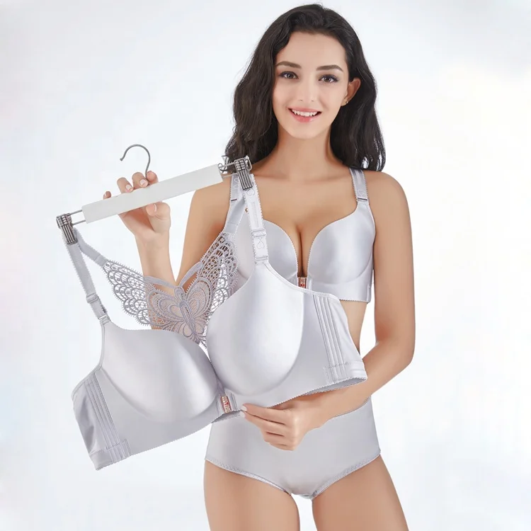 Women Front Closure Leopard Print breathable Comfort Seamless Push Up huge boob bras plus size embroidery bra