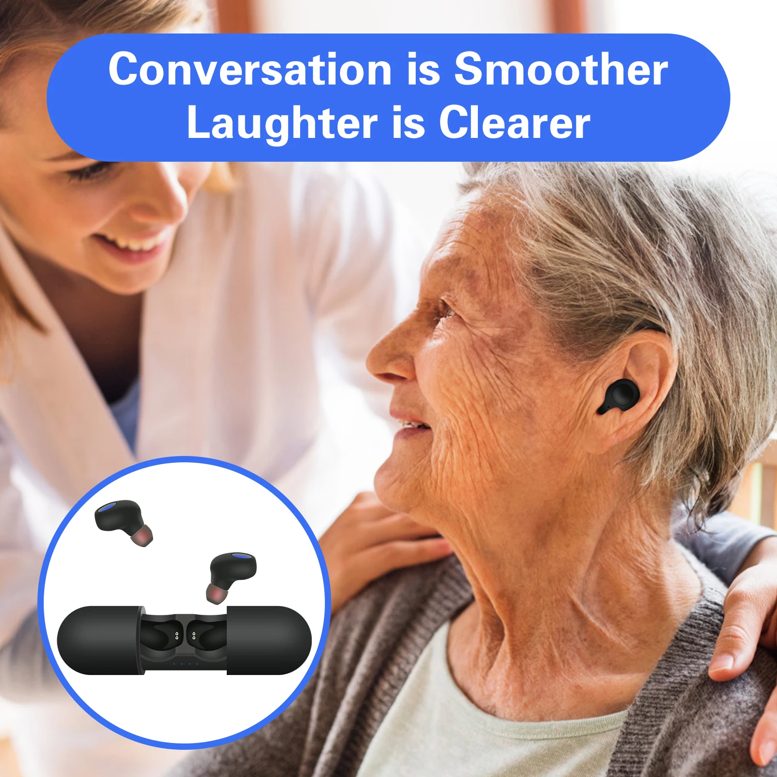 Rechargeable digital hearing aids with stable and clear sound quality Elderly Adults One-touch switch on and off