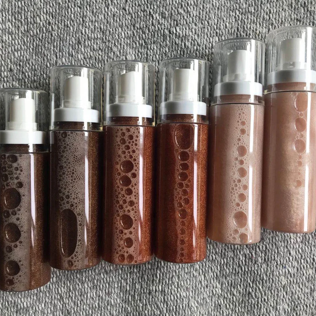 
5 Colors no brand wholesale makeup body shimmer glitter highlighter spray 