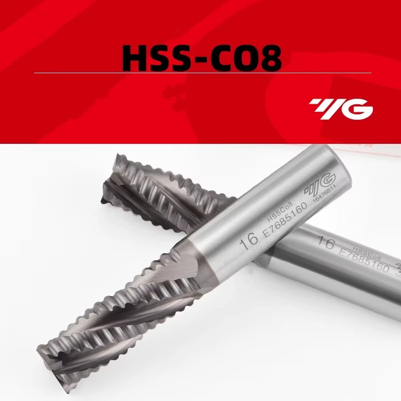 end mill bits YG 1 E7685 HSS CO8 4Flute Roughing Milling Cutter TICN Coating Endmills 6 8 10 12 14 16 18 20 25MM router bits
