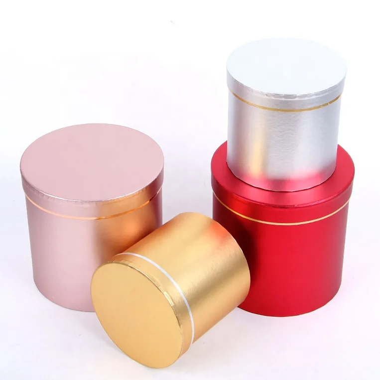 Custom gold foil cardboard round tube box Wholesale cheap paper cylinder flower boxes