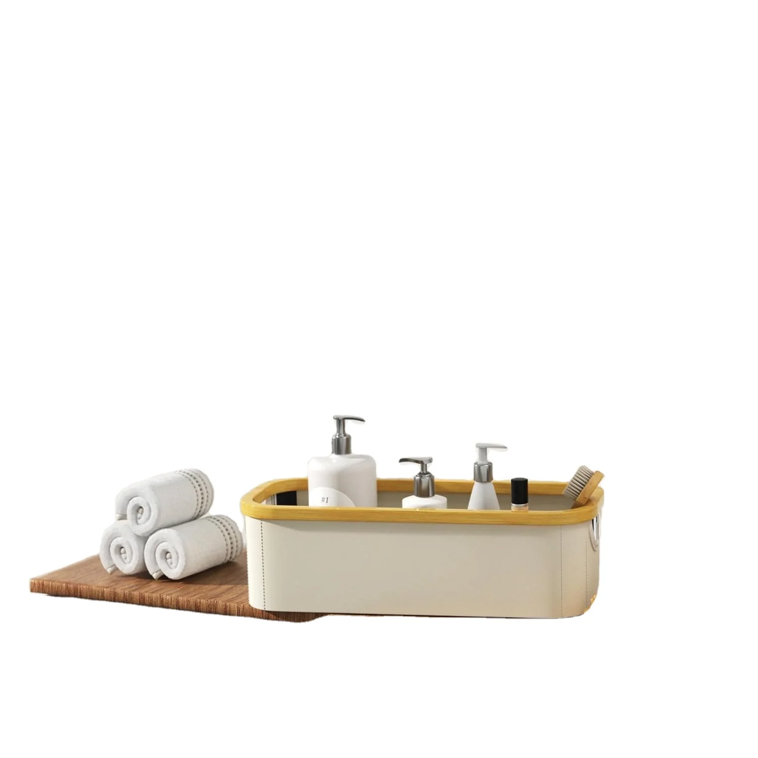 Toilet Paper Storage Countertop Foldable Toilet Tank Topper Tissue Basket, Bamboo Bathroom Organizer tray  Toilet Decor Box