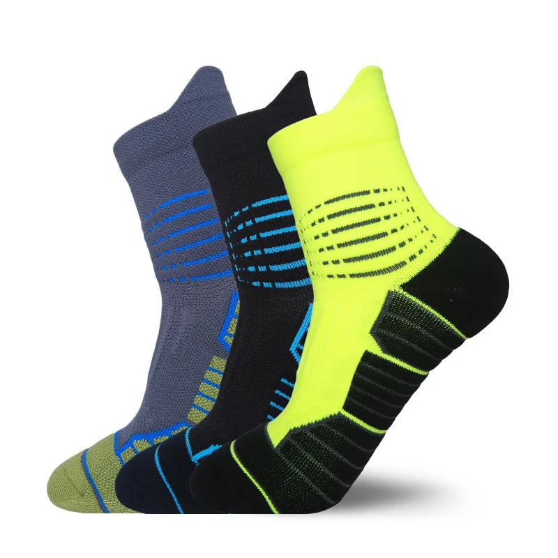 custom private brand logo pattern long hi vis light reflective crew street cycling running night sport safety shinny nylon socks