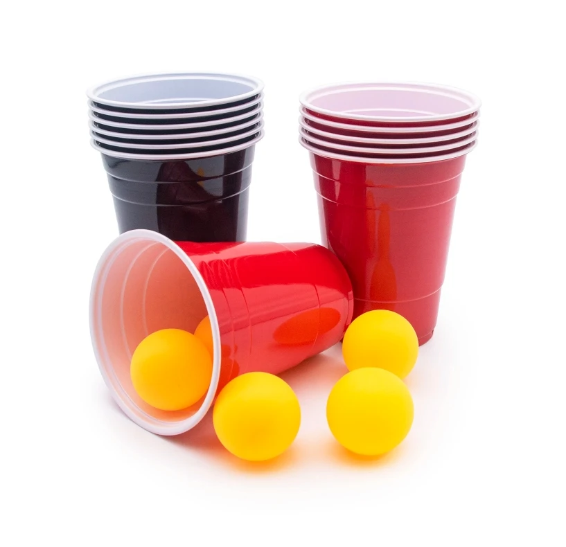 9 Oz Individually Wrapped Plastic Cups Double Color Drinking Party Disposable PP for Wedding and Champing