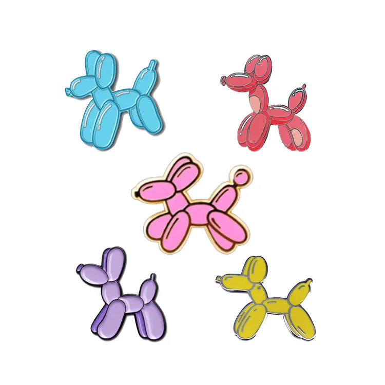 Customised Pin Wholesale Cartoon Balloon Dog Enamel Lapel Pin Custom Logo Glitter Dog Cute Puppy Enamel Pin Art Promotional Gift