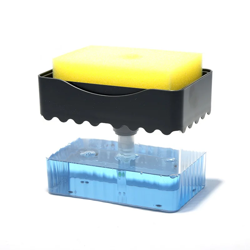 
New creative bathroom kitchen liquid soap dispenser with sponge press detergent dispenser storage box 