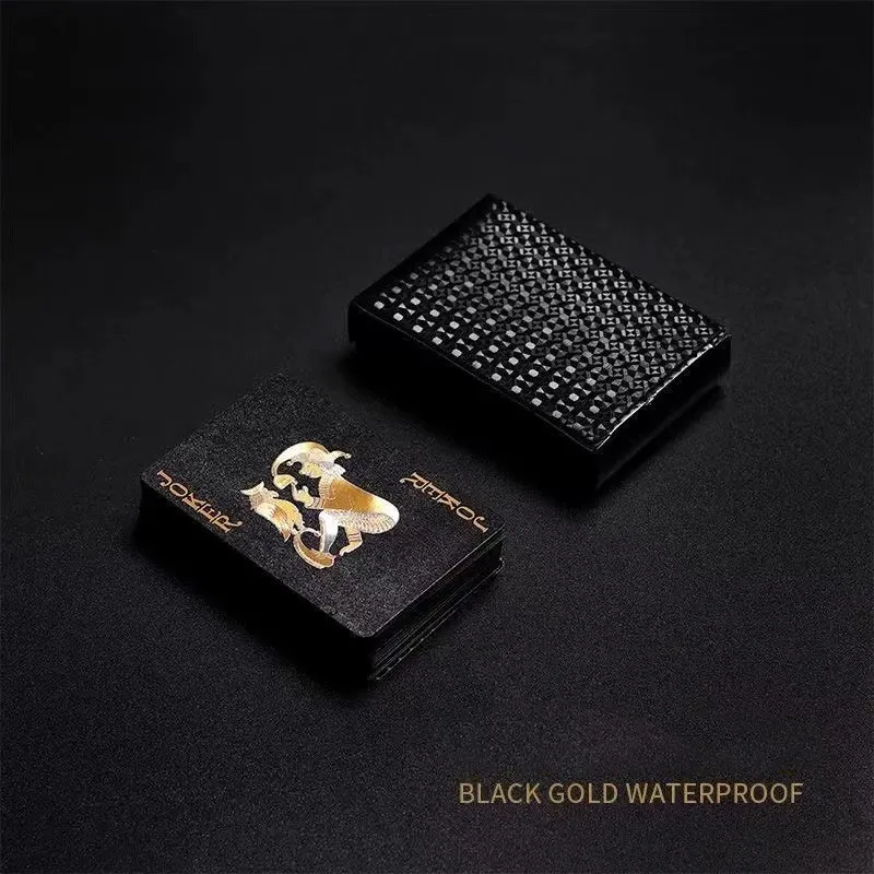 Wholesale Black Gold Playing Cards Durable Waterproof Gold Foil High-Grade Playing Cards for Party PVC Playing Cards