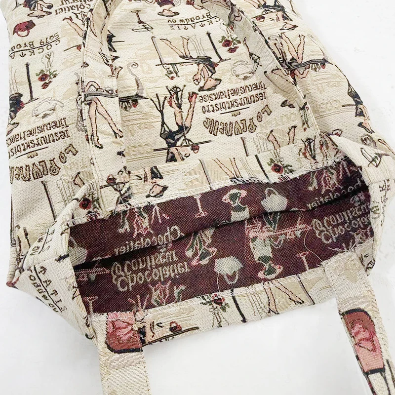 Custom Tapestry Grocery Tote Bag Jacquard Cotton Reusable Shopping Bags Summer Beach Bags