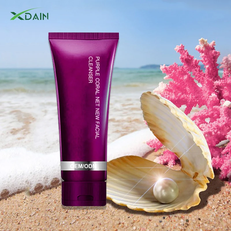 Higher Quality Purple Coral Pearl Facial Cleanser Remove Dead Exfoliating Peeling Skin Gel Body Scrub Face Wash Facial Cleanser