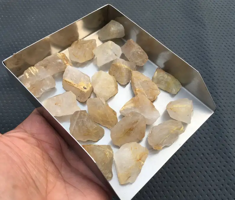 10 Piece Natural Golden Hair Rutile Quartz Loose Gemstone Untreated Raw Top Quality Making Rough Jewelry