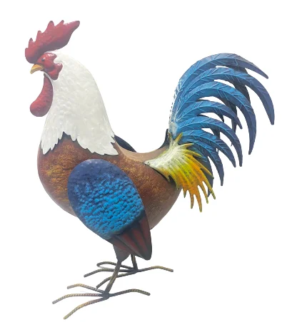 Factory Metal Rooster Decor Outdoor Garden Statues Metal Chicken Sculpture Lawn Ornaments