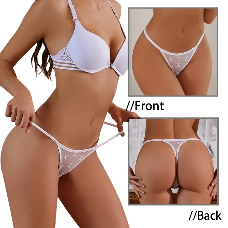 Sexy Lace Thong Women Low Waist Panties Transparent G String Thongs T-Back Underwear Female  Solid Intimates Lingerie