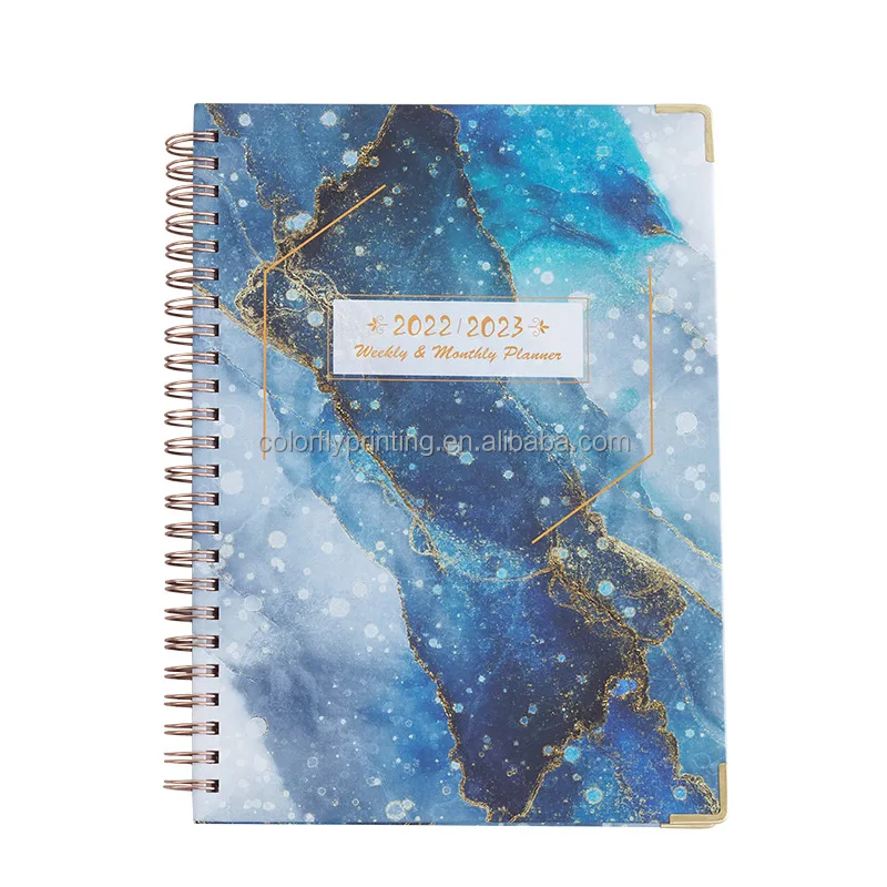Hot selling A5 A6 Designed Customized Gold ring binder agenda Journal Diary checkered planner notebooks
